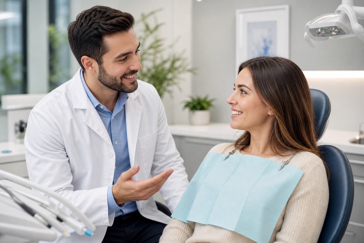 Dr. Dennis with a patient in the treatment room